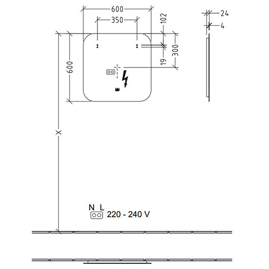 Зеркало Villeroy & Boch More to See Lite A4796000 (600х600 мм)