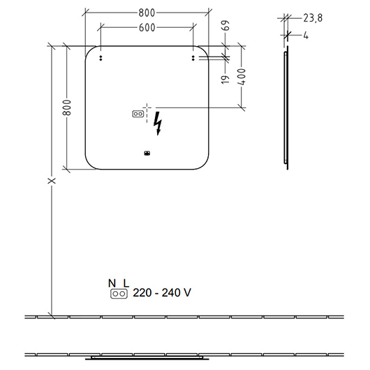 Зеркало Villeroy & Boch More to See Lite A4798000 (800х800 мм)