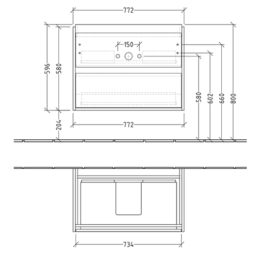 Тумба под раковину Villeroy & Boch Skyla C79600RK Stone Oak (772х439 мм)