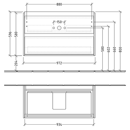 Тумба под раковину Villeroy & Boch Skyla C79900VR Graphite (972х439 мм)