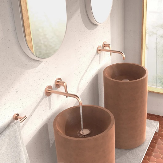 Смеситель для раковины TRES Fuji 28130022OPM (розовое золото матовое)