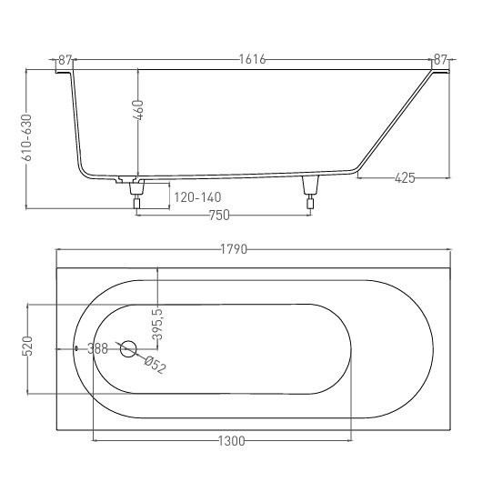 Ванна Salini Lofo UM12322 (белый матовый, 1790х791 мм)