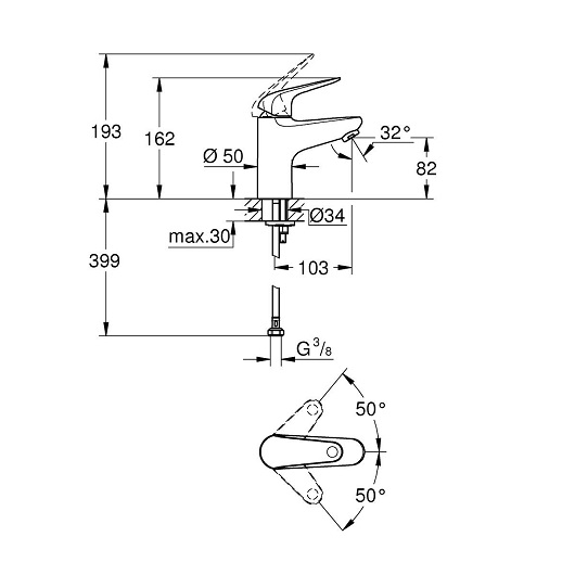 Смеситель для раковины Grohe Euroeco 32734001