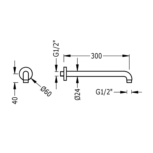Кронштейн для верхнего душа TRES Showers 13462101 (300 мм, хром)