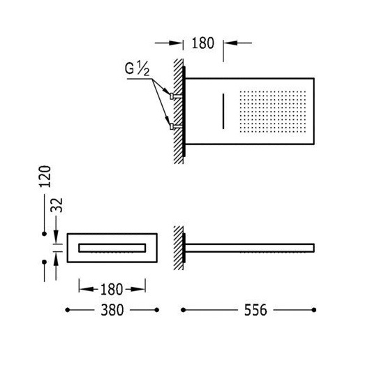 Верхний душ TRES Showers 134903 (380х556 мм) хром