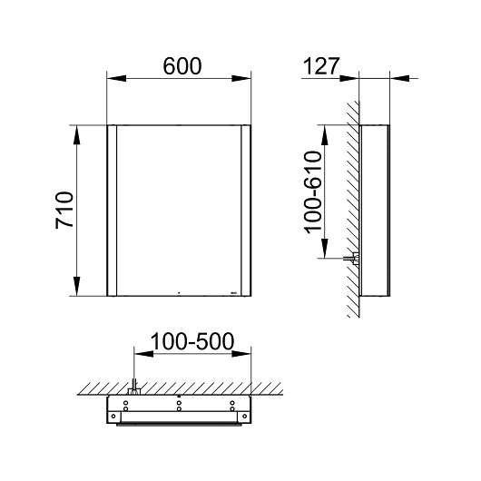 Зеркальный шкаф Keuco Somaris 14501001100 (правый, 600х710мм, 14501 001100)