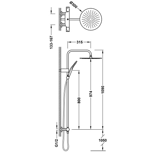 Душевая система TRES Tresmostatic 19039314 (хром)