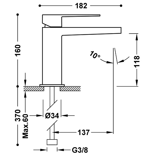 Смеситель для раковины TRES Slim Exclusive Colors 20210301NM (черный матовый) без донного клапана