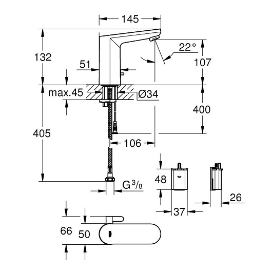 Смеситель для раковины Grohe Eurosmart Cosmopolitan E 36327002