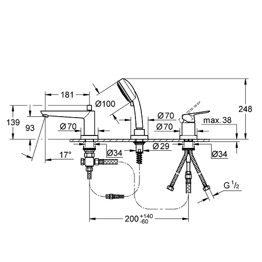 Смеситель для ванны Grohe BauEdge 2511700A