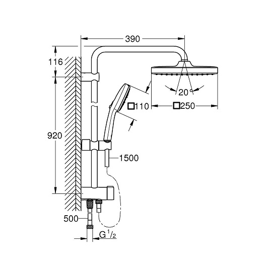 Душевая система Grohe Tempesta System 250 Cube 26694001 (7,3 л/мин)