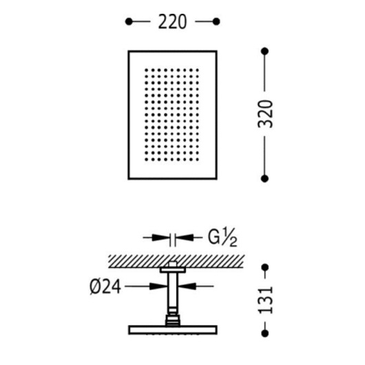Верхний душ TRES Showers 29943202 (320х220 мм, хром)