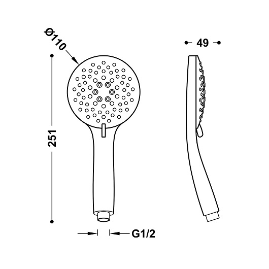 Ручной душ TRES Showers R110 29974901 (хром)