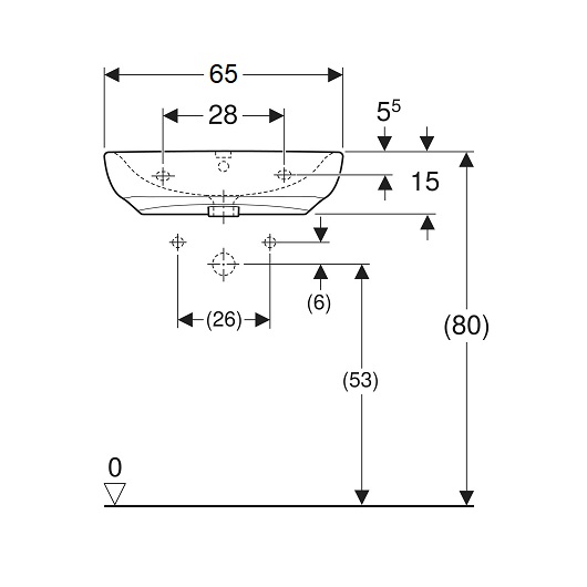 Раковина Geberit Selnova Comfort 500.292.01.1 (650х550 мм) для инвалидов-колясочников