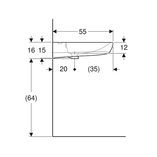 Раковина Geberit Selnova Comfort 500.292.01.1 (650х550 мм) для инвалидов-колясочников