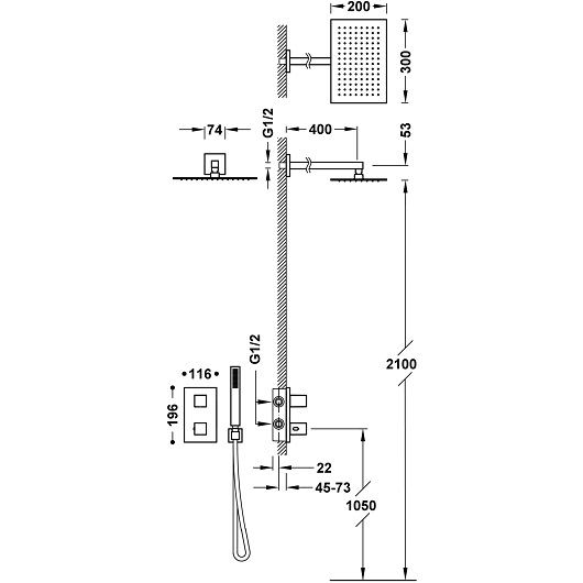 Душевая система TRES Therm-Box 20225054 (хром)
