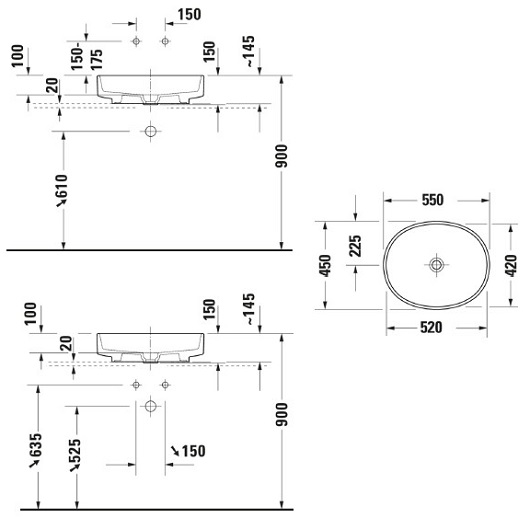 Раковина накладная Duravit Balcoon 241055AC79 (550х450 мм) белая матовая