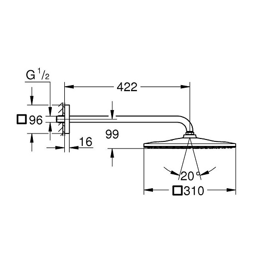 Верхний душ Grohe Rainshower Mono 310 Cube 26563000
