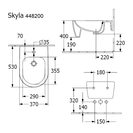 Биде подвесное Villeroy & Boch Skyla 44820001