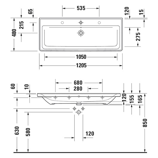 Раковина Duravit D-Neo 2367120000 (1205х480 мм)