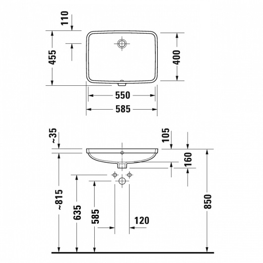 Раковина встраиваемая снизу Duravit No.1 03955500282 (550х400 мм)