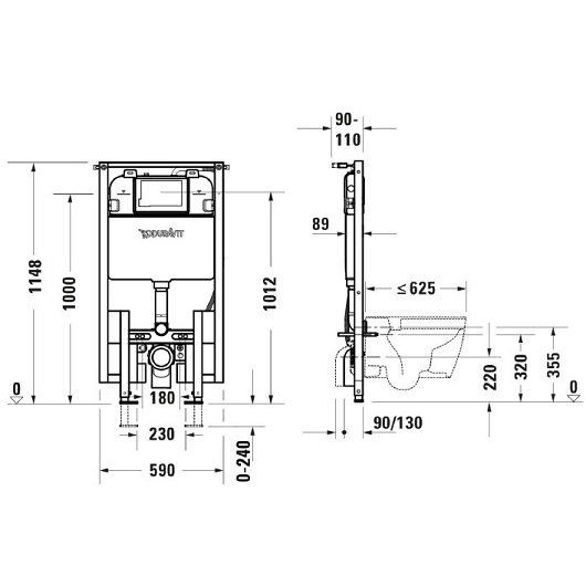Инсталляция для подвесного унитаза Duravit DuraSystem Premium Plus WD1024000060 (с системой автоматического смыва, для SensoWash Starck F Lite/Plus/Pro)