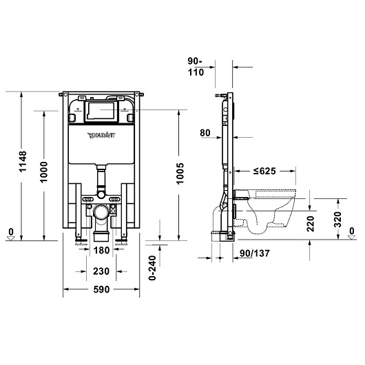 Инсталляция для подвесного унитаза Duravit DuraSystem WD1039000060 (с системой автоматического смыва)