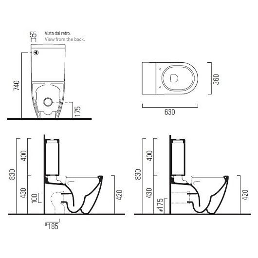 Чаша напольного унитаза с бачком GSI Pura Rimless 8806F11/8691BS11 безободковая, Swirflush, белая