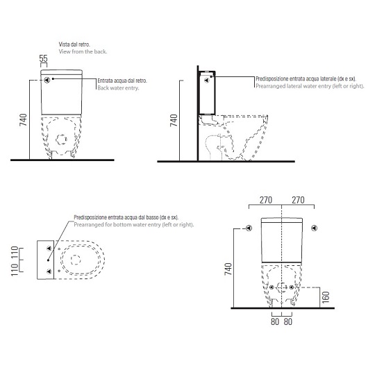 Чаша напольного унитаза с бачком GSI Pura Rimless 8806F11/8681BS11 безободковая, Swirflush, белая
