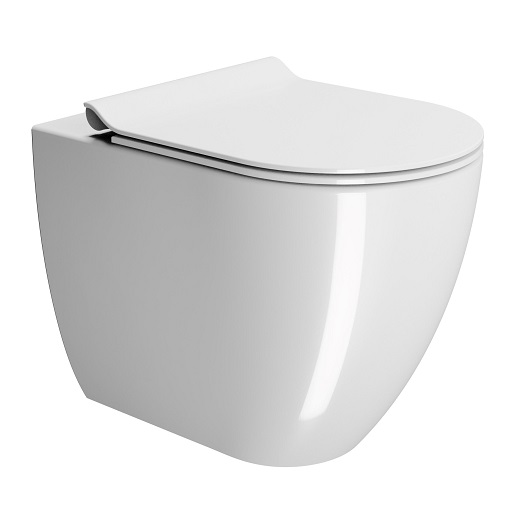 Чаша приставного унитаза GSI Pura 55 Rimless 8890FT11, безободковая, Swirlflush, белая