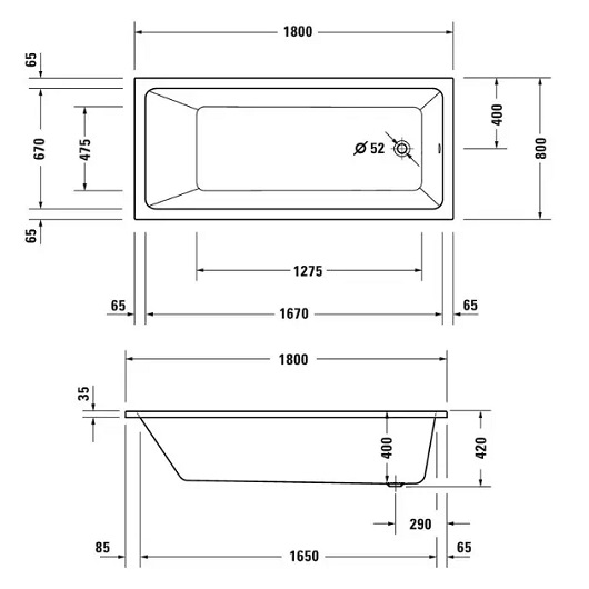 Ванна акриловая Duravit No.1 180х80 700491000000000