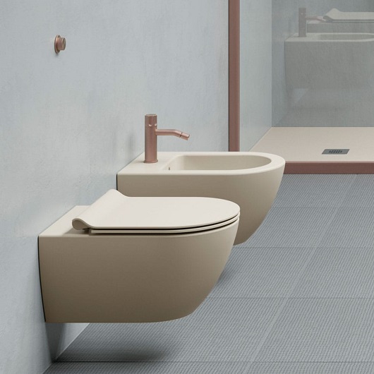 Чаша подвесного унитаза GSI Pura 55 Rimless 8815FR508 безободковая, Swirflush 2.0, Creta Matt