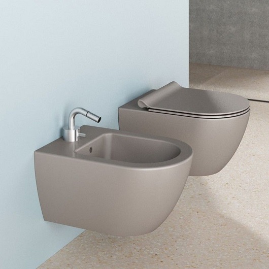 Чаша подвесного унитаза GSI Pura 55 Rimless 8815FR505 безободковая, Swirflush 2.0, Tortora Matt