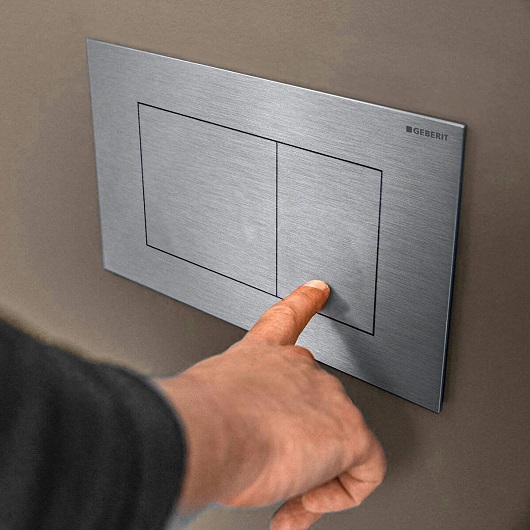 Смывная клавиша Geberit Sigma40 Square 115.629.FW.1 (нержавеющая сталь, с легкоочищаемой поверхностью)