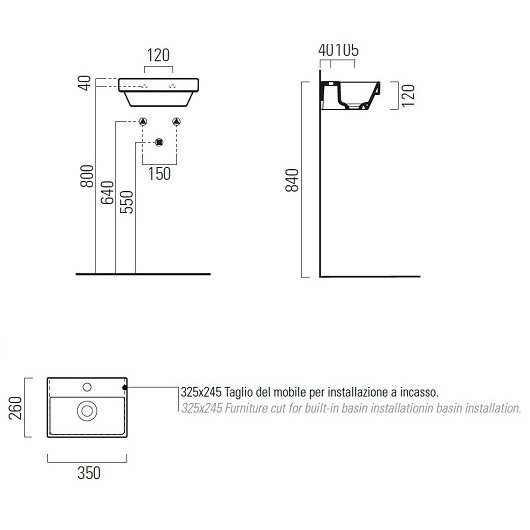 Раковина GSI Norm 8650111 (350х260 мм) белая