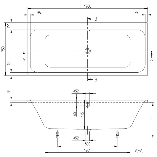Ванна акриловая Villeroy & Boch Architectura 170х75 UBA170ARE2V-01 (белый Alpin)
