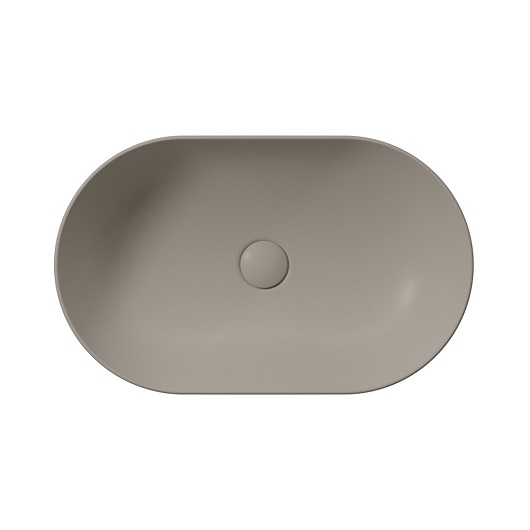 Раковина накладная GSI Pura 8834PVC05 (600х370 мм) Tortora Matt с донным клапаном