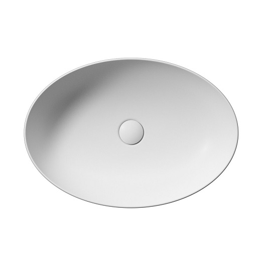Раковина накладная GSI Pura 8842PVC09 (600х420 мм) белая матовая, с донным клапаном