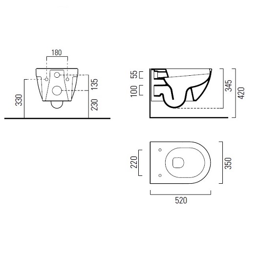 Чаша подвесного унитаза GSI City Rimless 911611 безободковая, Swirflush, белая