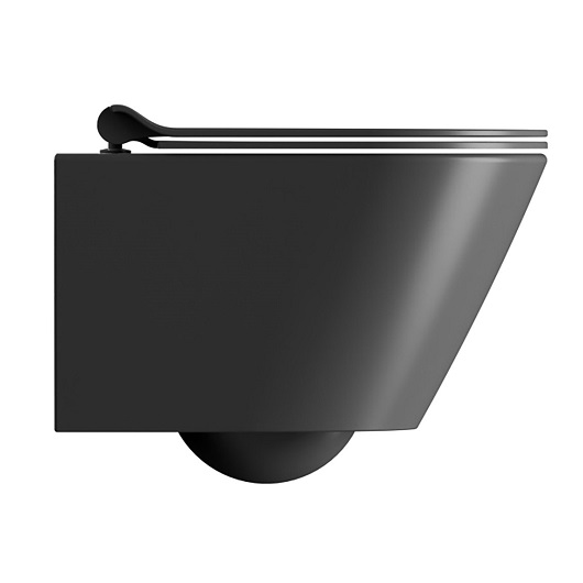 Чаша подвесного унитаза GSI Kube X 50 Rimless 9412FR526 безободковая, компакт, Geniusflush, черная матовая