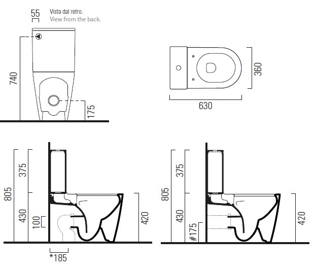 Чаша напольного унитаза с бачком GSI Kube X Rimless 9419F11/9481B11 безободковая, Swirflush, белая