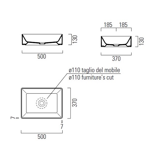 Раковина накладная GSI Kube X 942909 (500х370 мм) белая матовая
