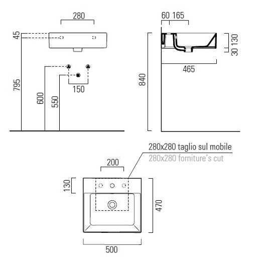 Раковина GSI Kube X 9430111 (500х470 мм) белая