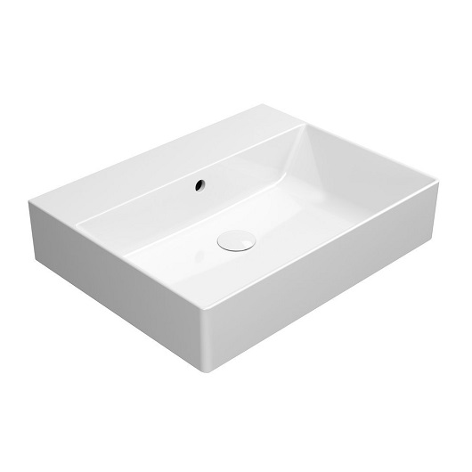 Раковина GSI Kube X 9431011 (600х470 мм) белая, без отверстия под смеситель