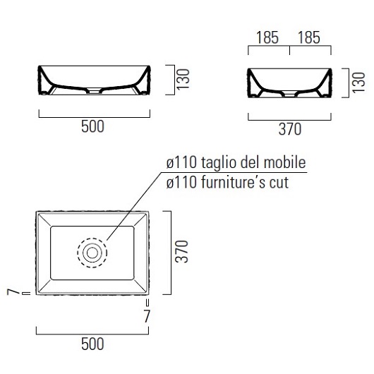 Раковина накладная GSI Kube X Diamante 944026 (500х370 мм) черная матовая