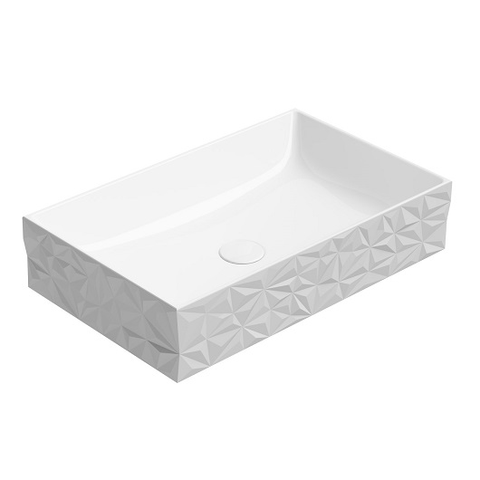 Раковина накладная GSI Kube X Diamante 944111 (600х370 мм) белая