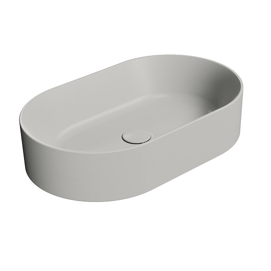 Раковина накладная GSI Kube X 9458PVC17 (600х370 мм) Cenere Matt, с донным клапаном