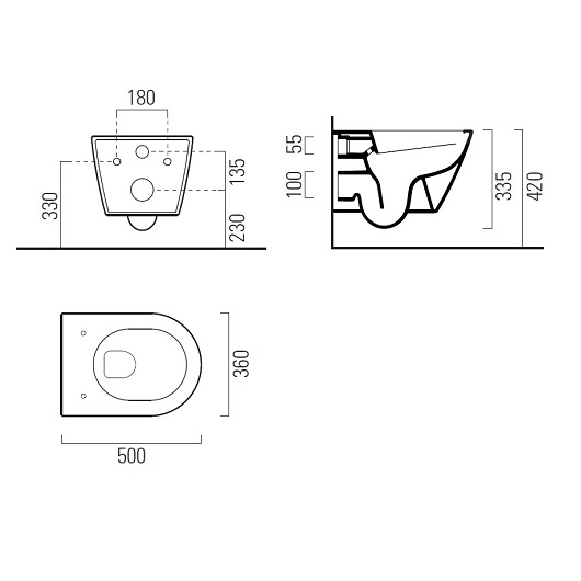 Чаша подвесного унитаза GSI Norm 861611 безободковая, Swirflush, белая